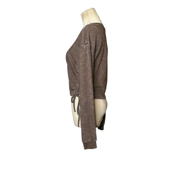 FOREVER 21 brown long sleeves side ties cropped sweatshirt size Medium - Picture 13 of 16